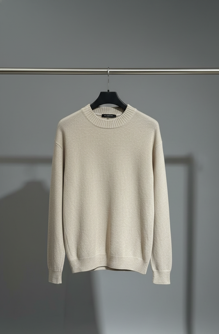 Cream Textured Winter Sweater