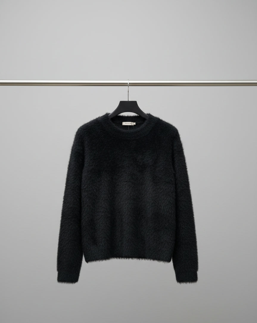 Black Furry Winter Sweater
